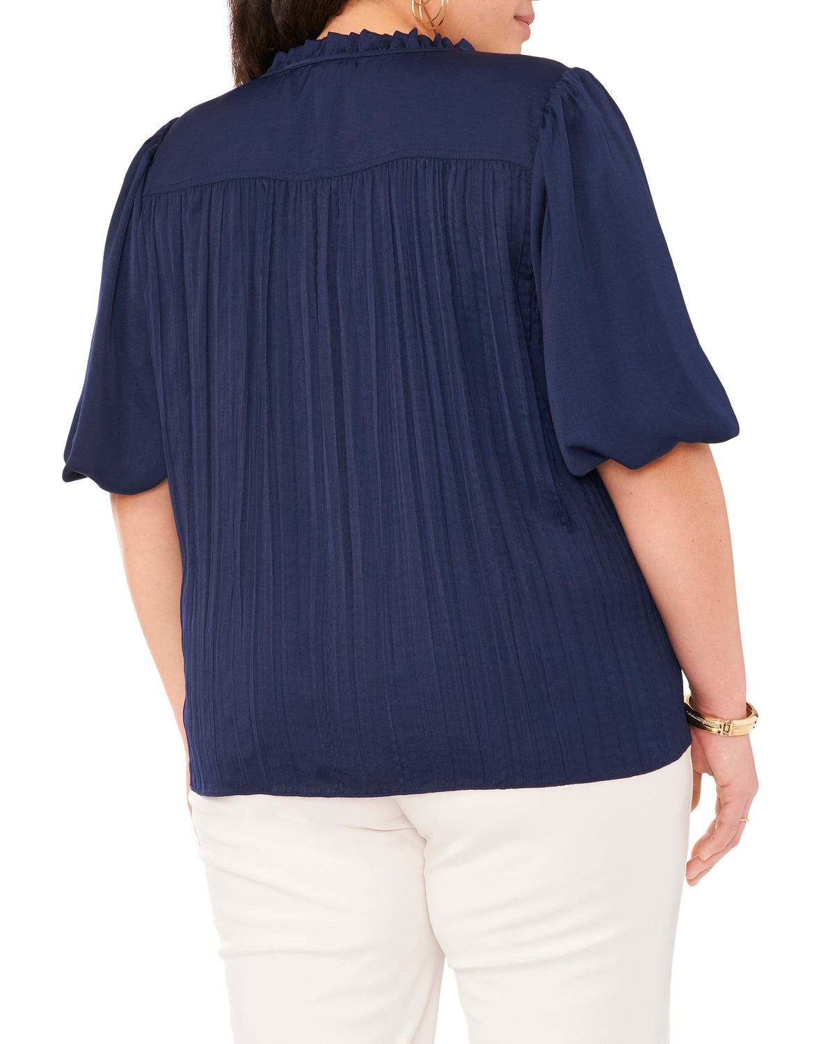 Pleated Pull Sleeve Blouse