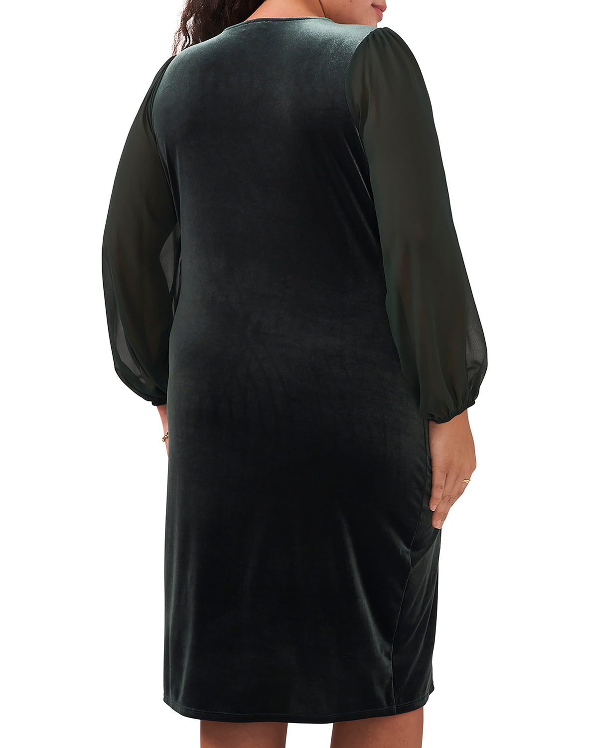 Plus-Size Long Sleeve Velvet Dress