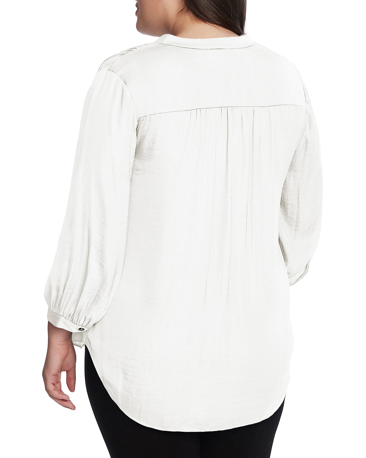 Plus-Size V-Neck Inverted Pleat Top