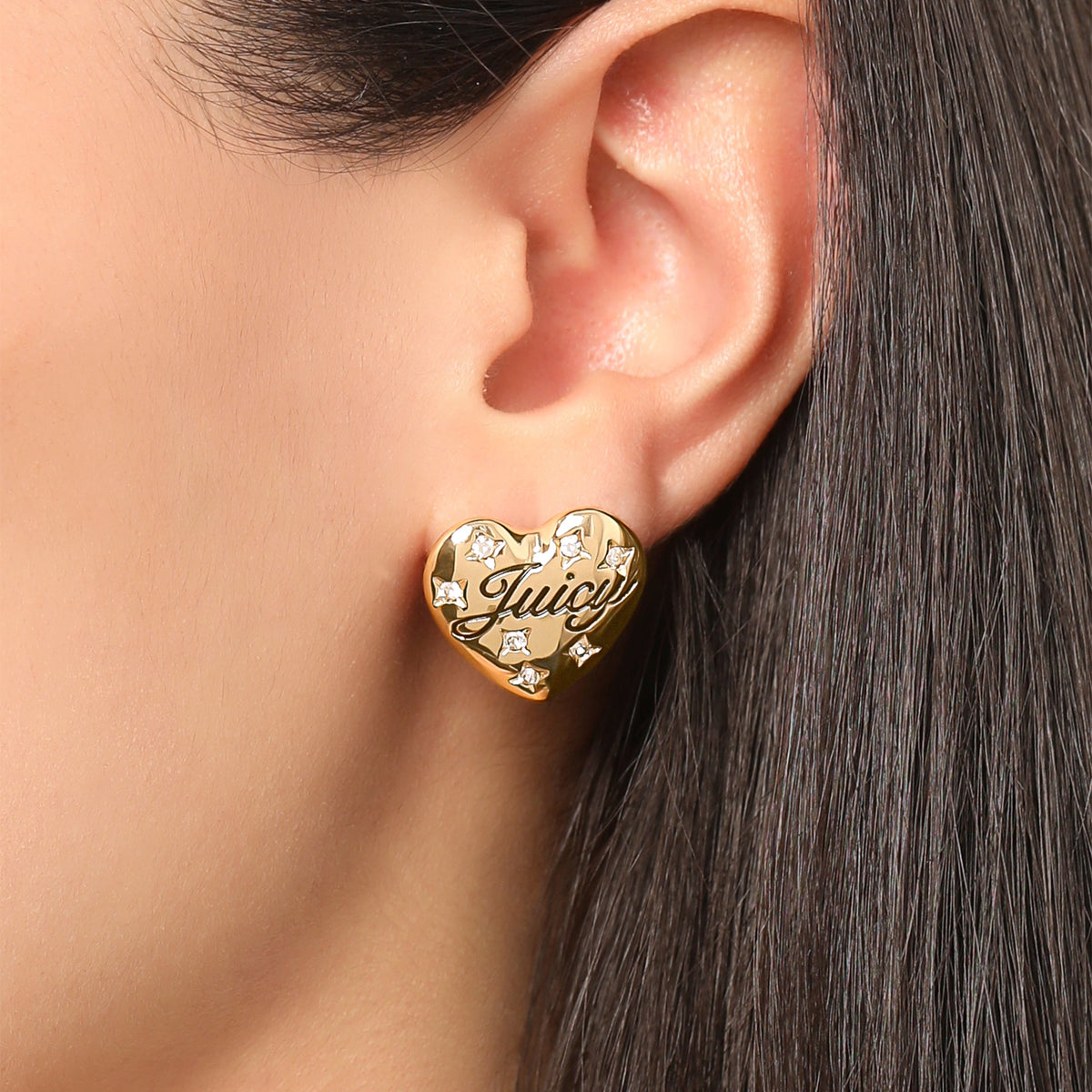 Juicy Crystal-Embellished Heart Stud Earrings - Juicy Couture