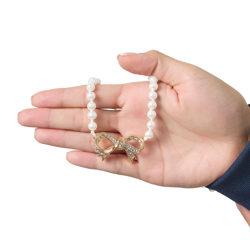 Pearl Bracelet with Pave Bow