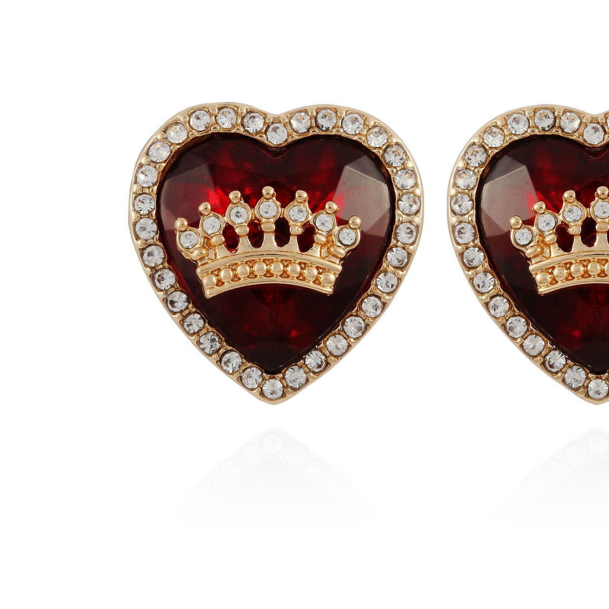 Ruby Crown in Heart Stud Earrings