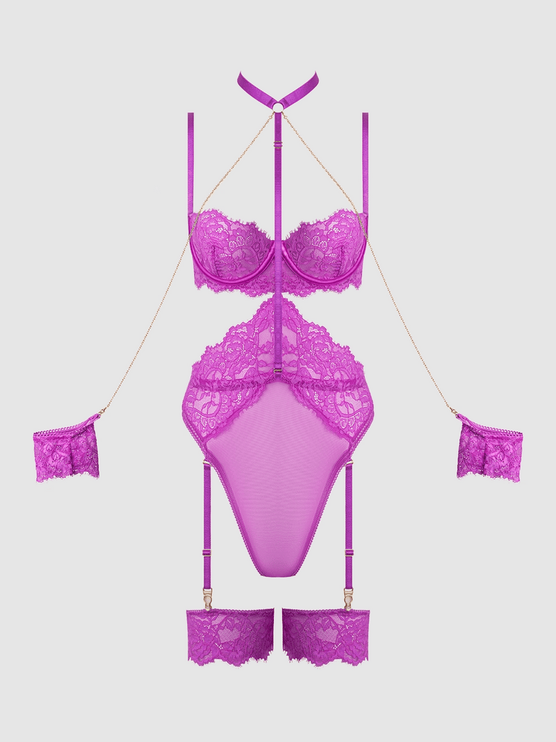 Arianna Lace & Chains Thigh Garter Teddy