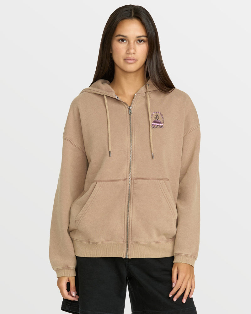 Women's Stone Art Up Zip Sweatshirt - Hazelnut