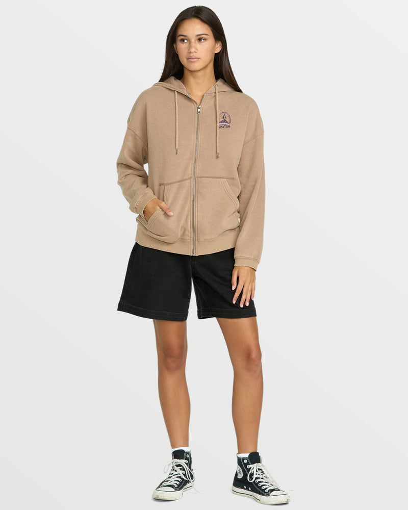 Women's Stone Art Up Zip Sweatshirt - Hazelnut