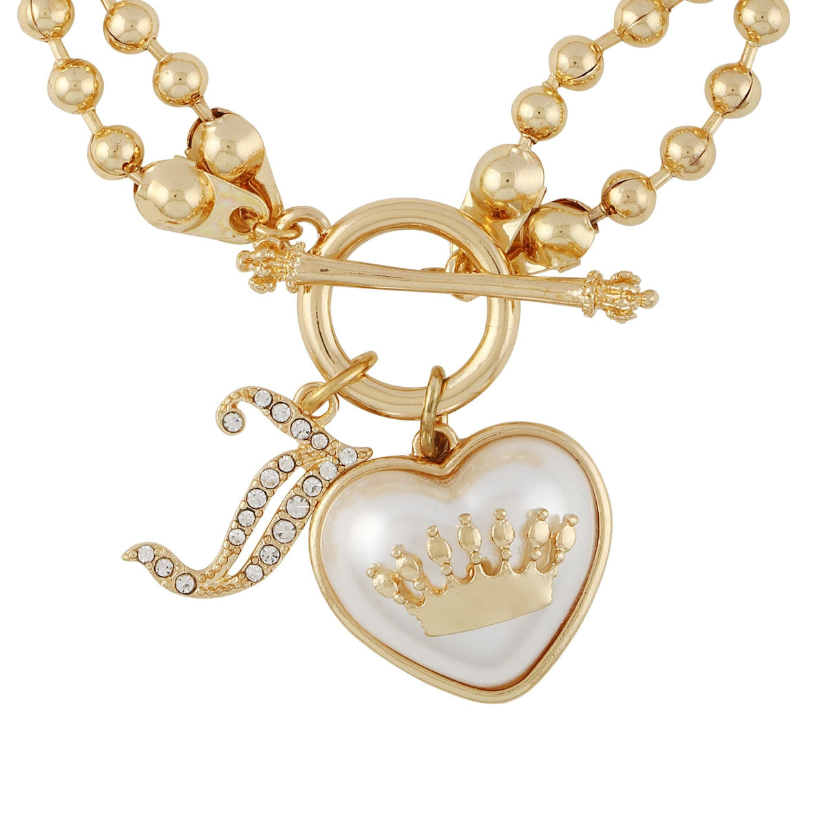 Crown in Heart Charm Bead Bracelet