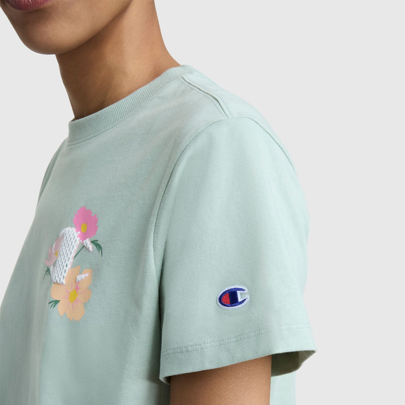 Floral Mesh "C" Graphic T-Shirt, C  Logo