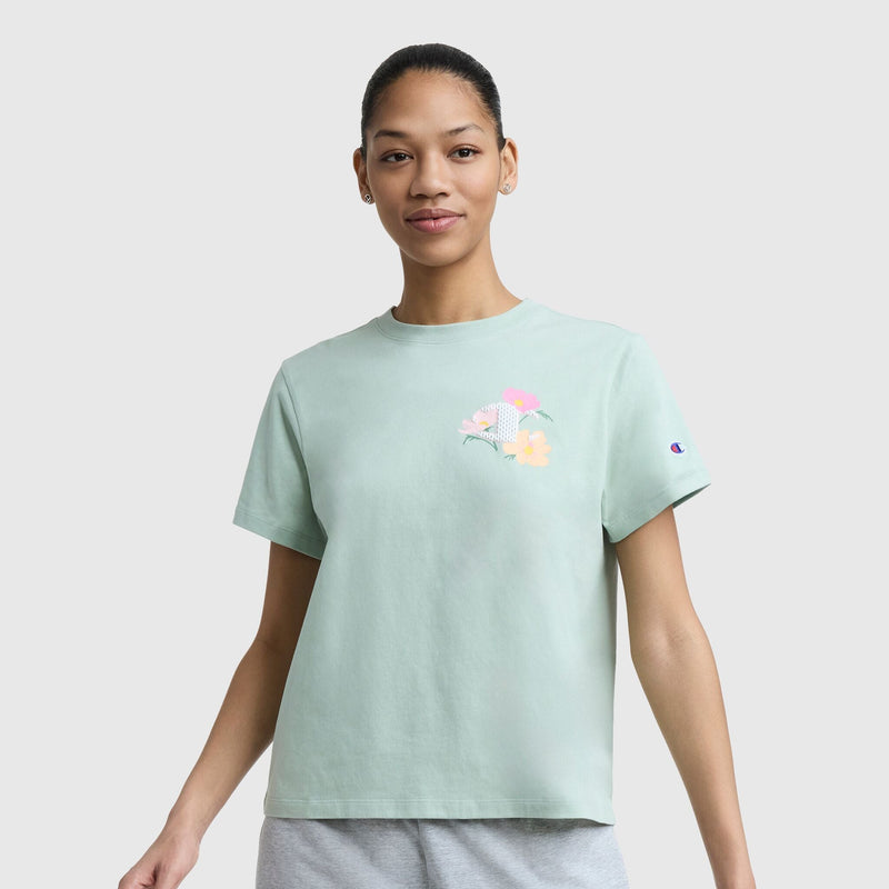Floral Mesh "C" Graphic T-Shirt, C  Logo