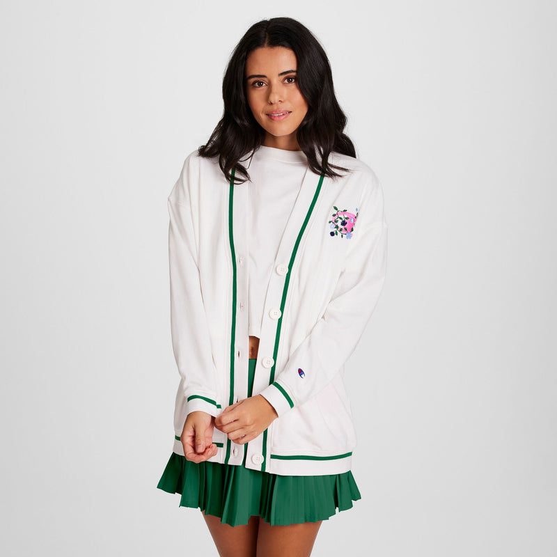 Country Club Cardigan, Embroidered Floral "C" Logo
