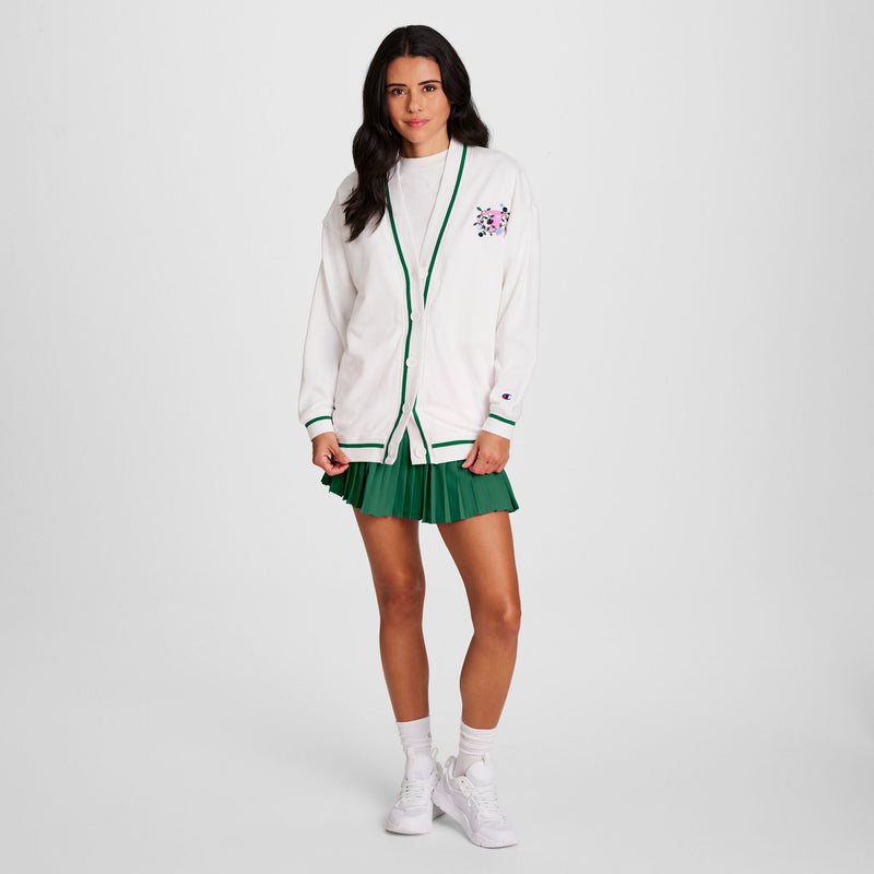 Country Club Cardigan, Embroidered Floral "C" Logo