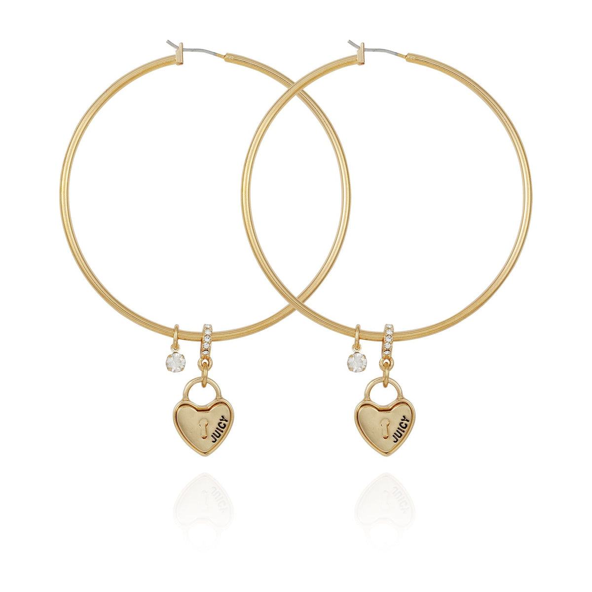 Heart Lock Charm Hoop Earrings