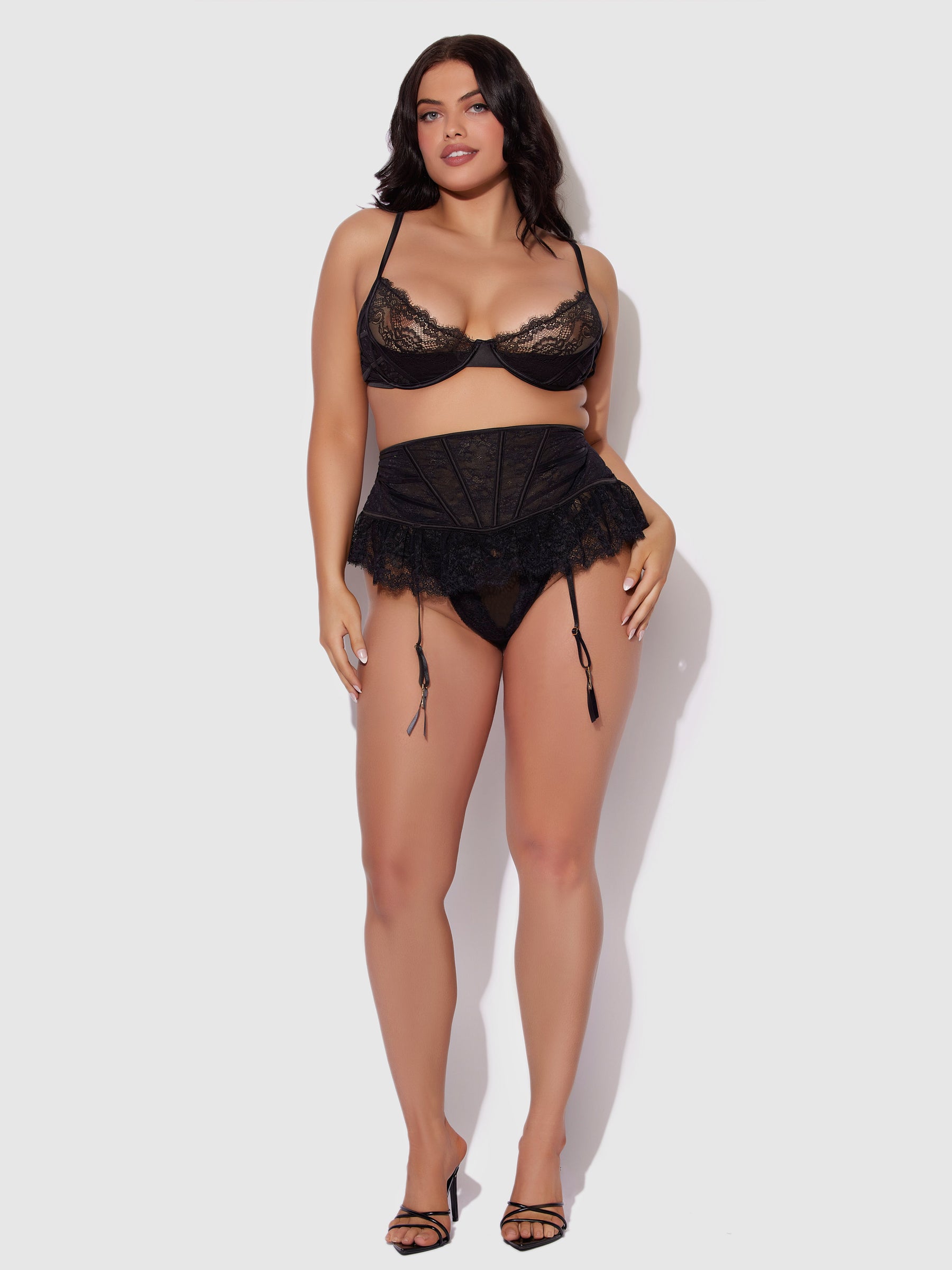 Adelaide Satin & Lace Garter Belt - Frederick's of Hollywood