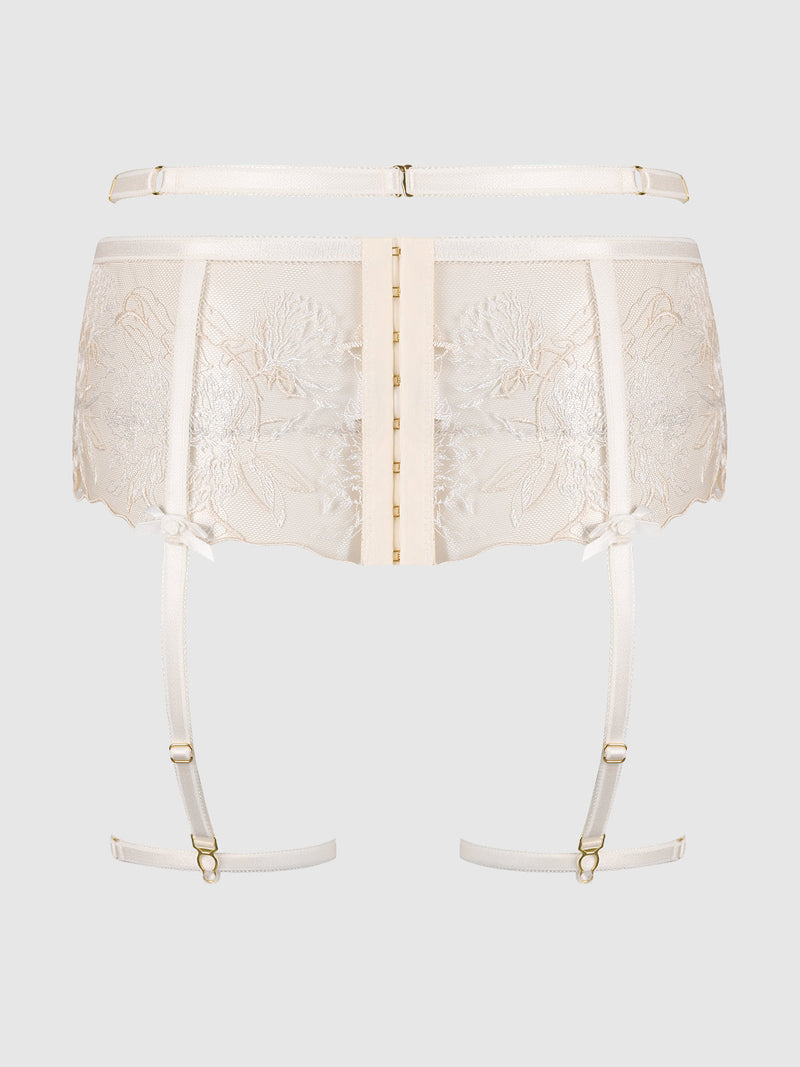 Delfina Embroidered Garter Belt With Thigh Garters