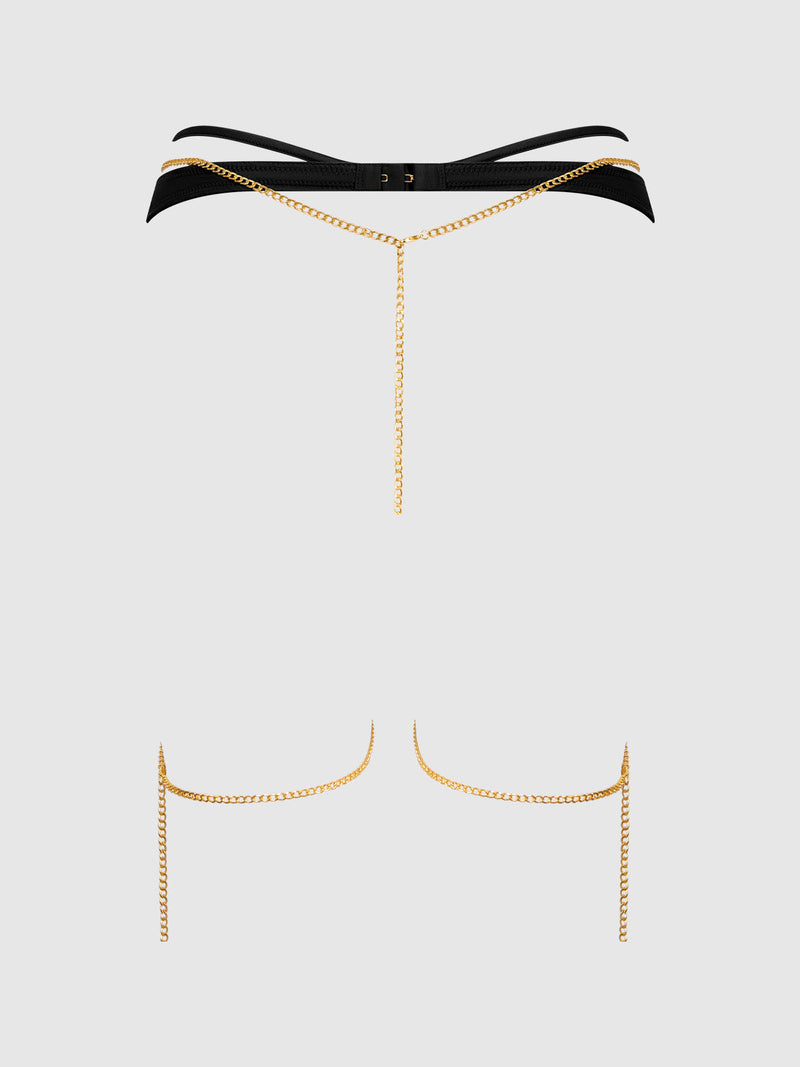 Emery Liquid Satin & Chain Thigh Garter Belt