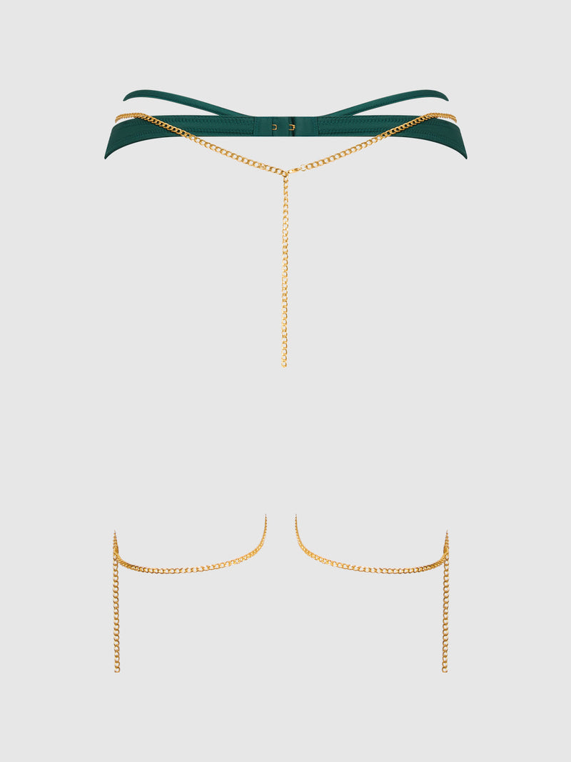 Emery Liquid Satin & Chain Thigh Garter Belt