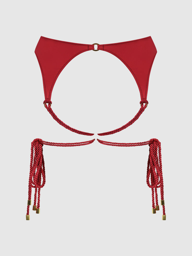 Nadya Liquid Satin & Rope Thigh Wrap Garter Belt