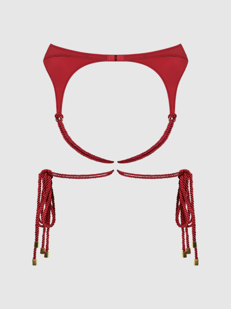 Nadya Liquid Satin & Rope Thigh Wrap Garter Belt