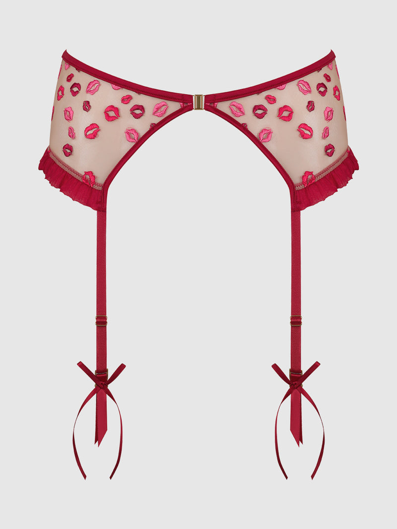 Angelica Lips Embroidery Garter Belt