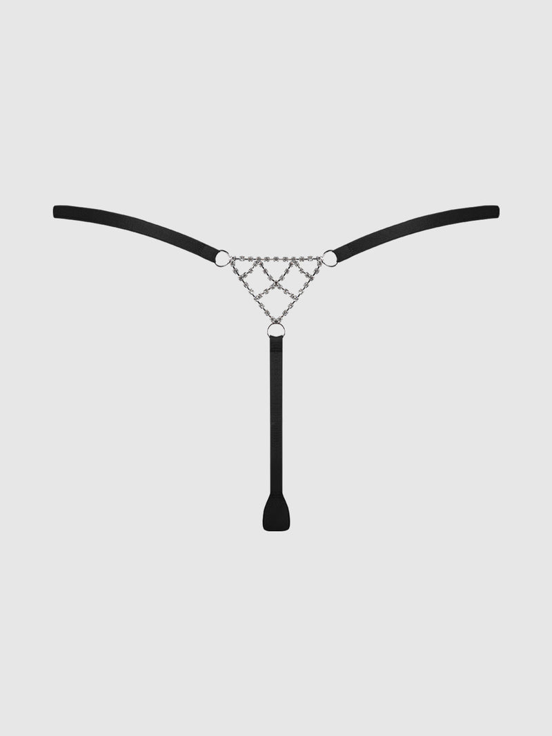 Rising Star Rhinestone Net Back G-String