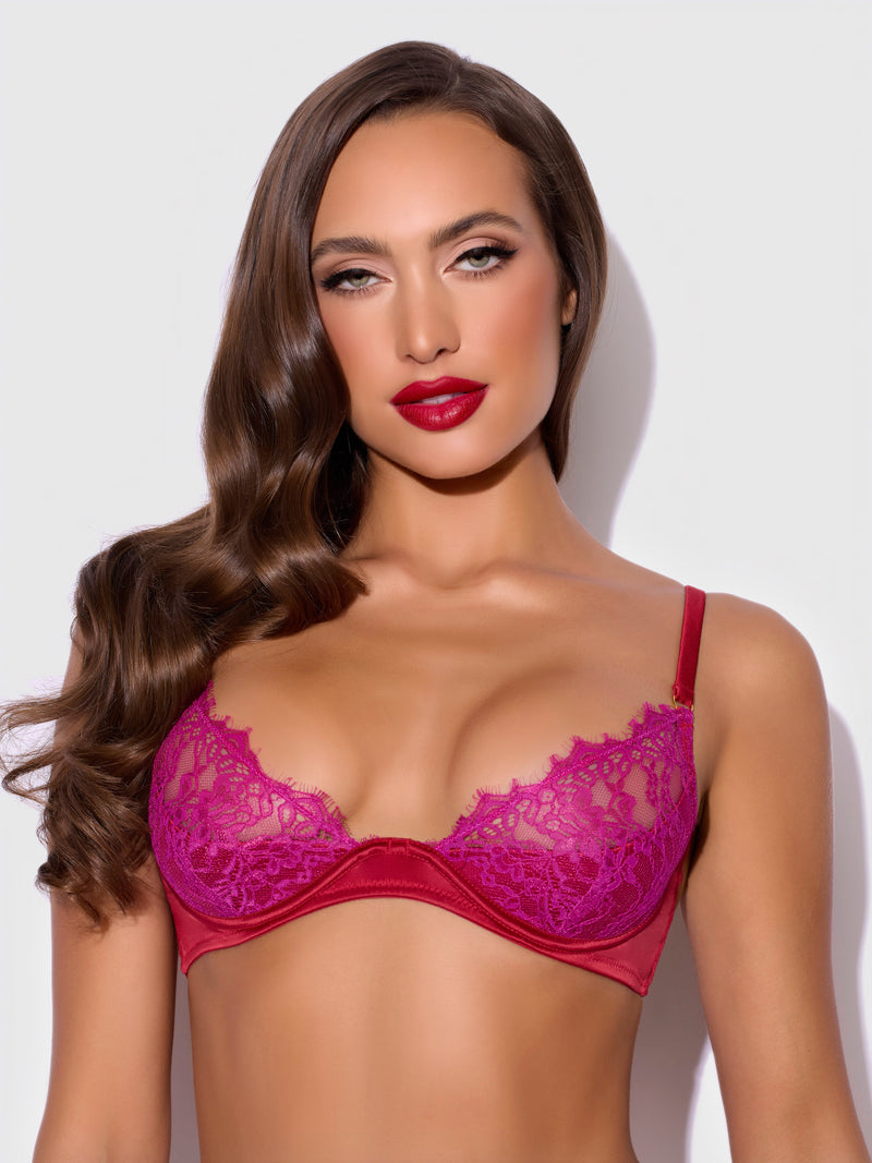 Rosalind Lace Bra With Satin Half Cup