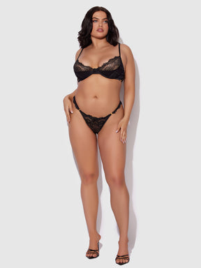 Adelaide Satin & Lace Side Clasp Bikini - Frederick's of Hollywood