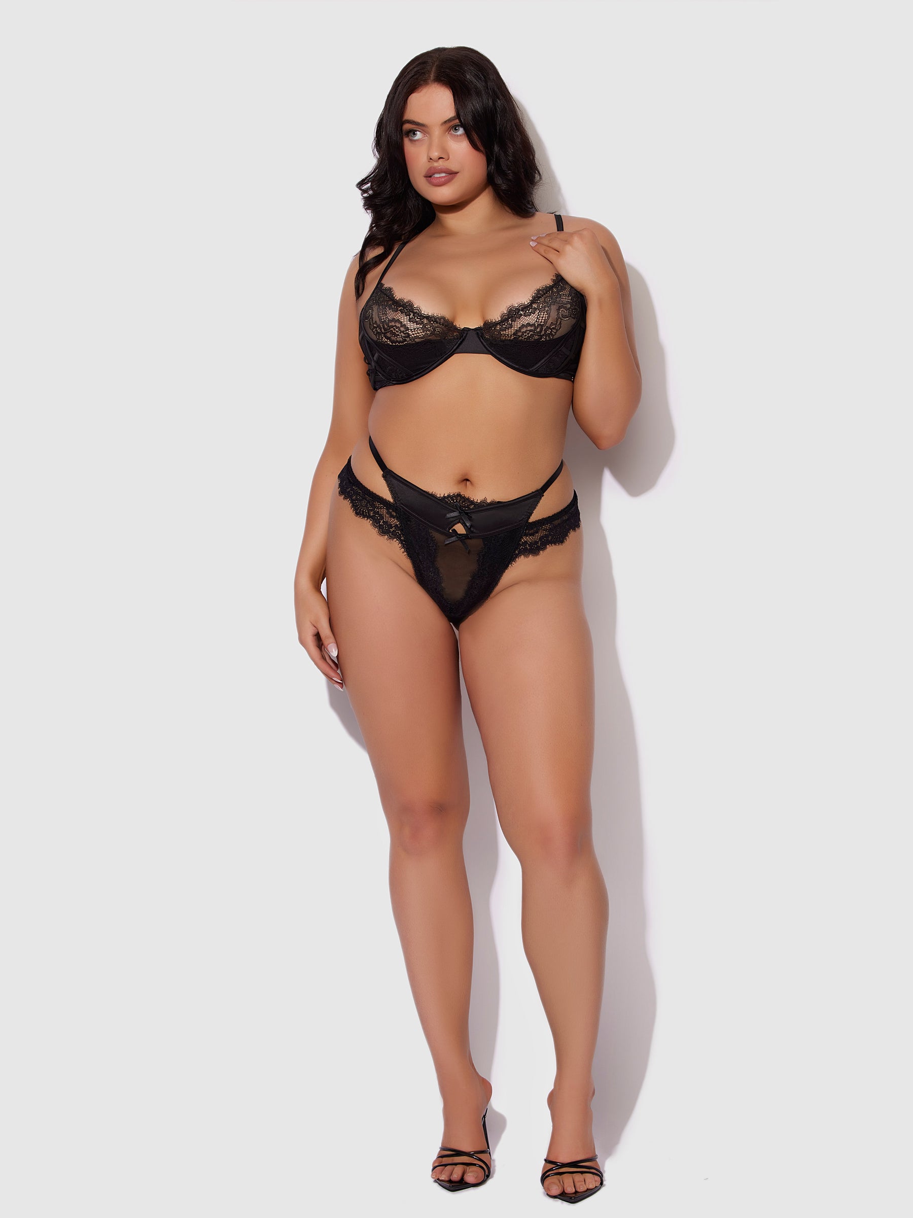 Adelaide Satin & Lace Double Side G-String - Frederick's of Hollywood