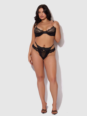 Adelaide Satin & Lace Double Side G-String - Frederick's of Hollywood