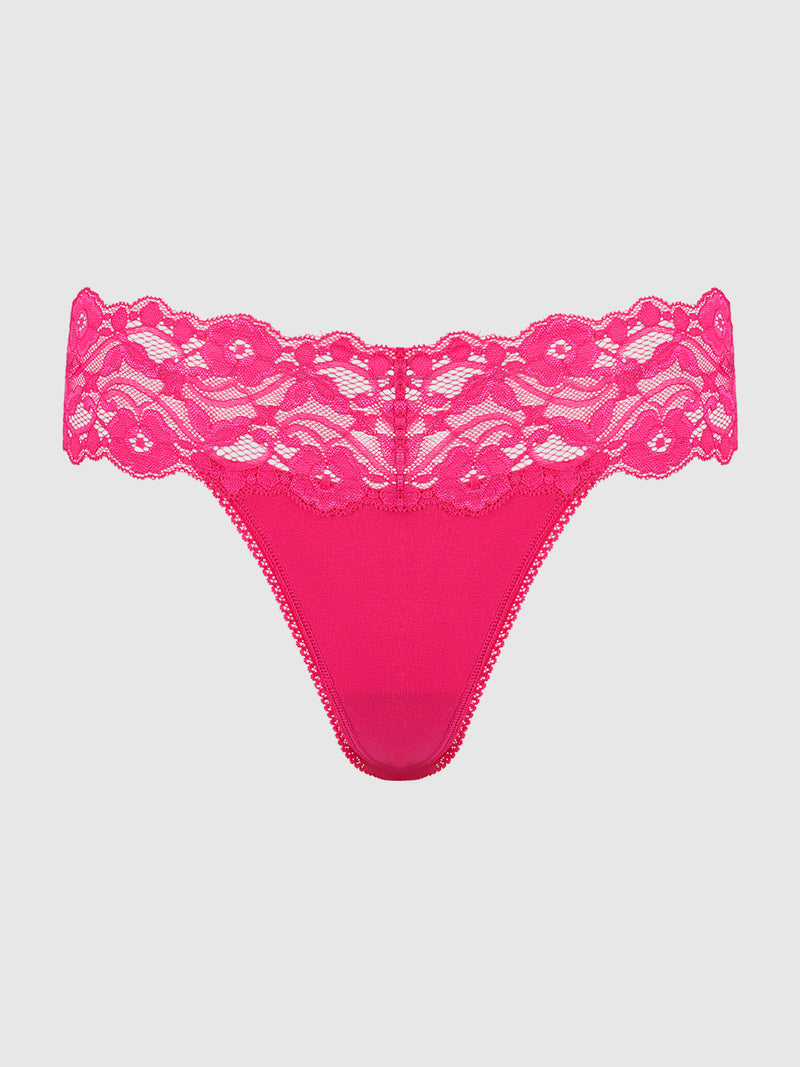 Bridget Stretch Cotton & Lace Thong