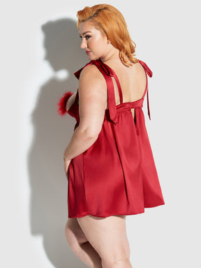 Petra Satin Open Cup Babydoll - Frederick's of Hollywood