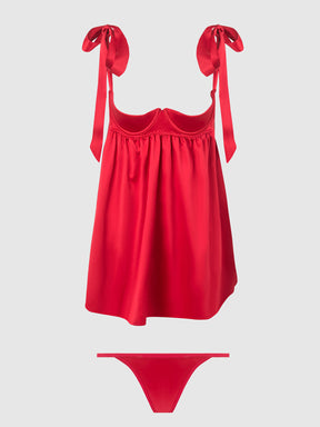 Petra Satin Open Cup Babydoll - Frederick's of Hollywood