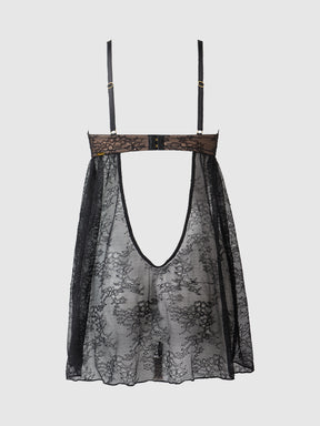 Luella Lace & Satin Cup Babydoll - Frederick's Of Hollywood