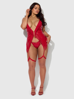 Hendrix Faux Leather & Fringe Chemise