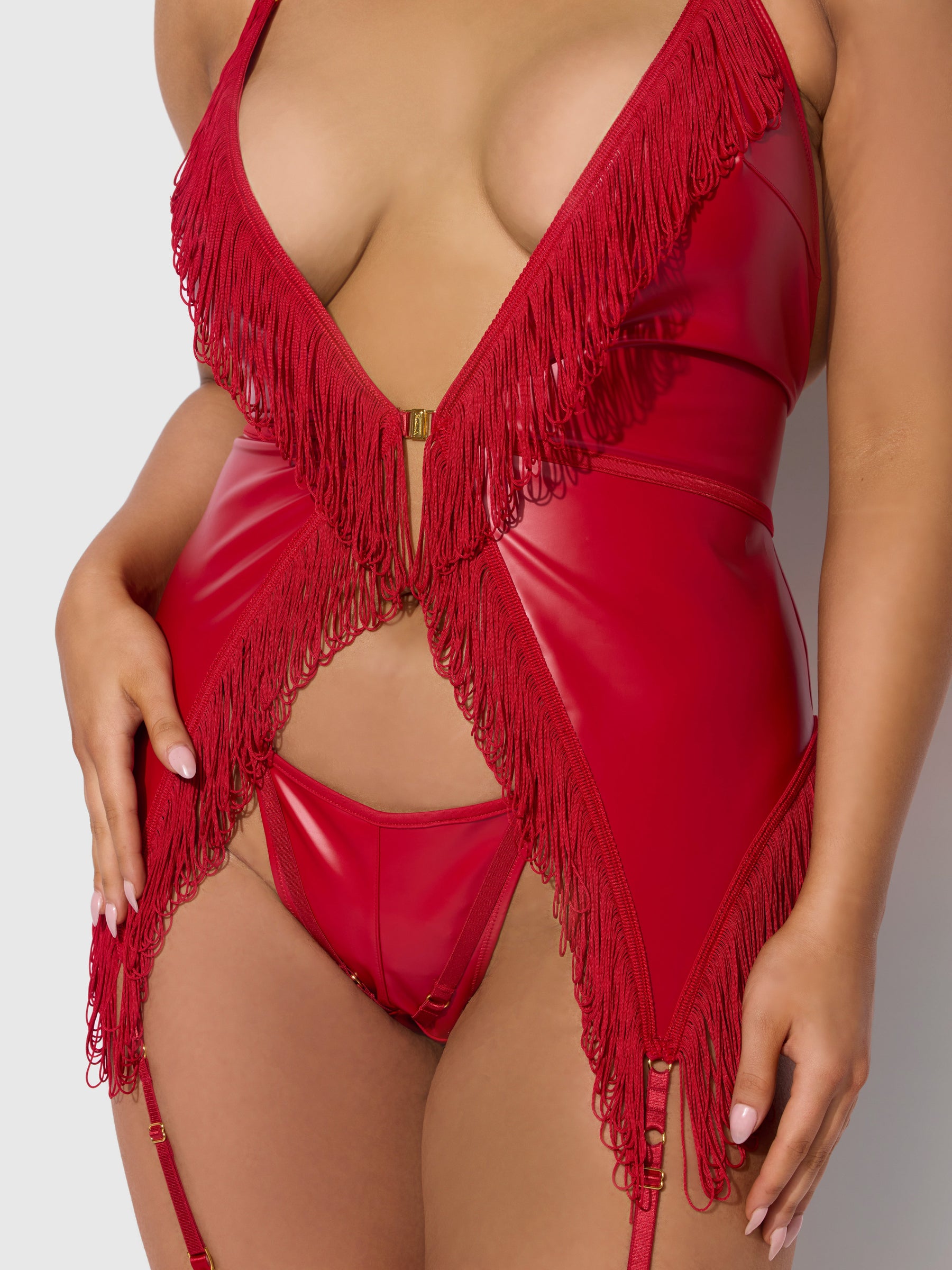Hendrix Faux Leather & Fringe Chemise
