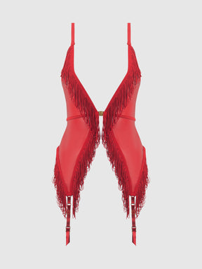 Hendrix Faux Leather & Fringe Chemise