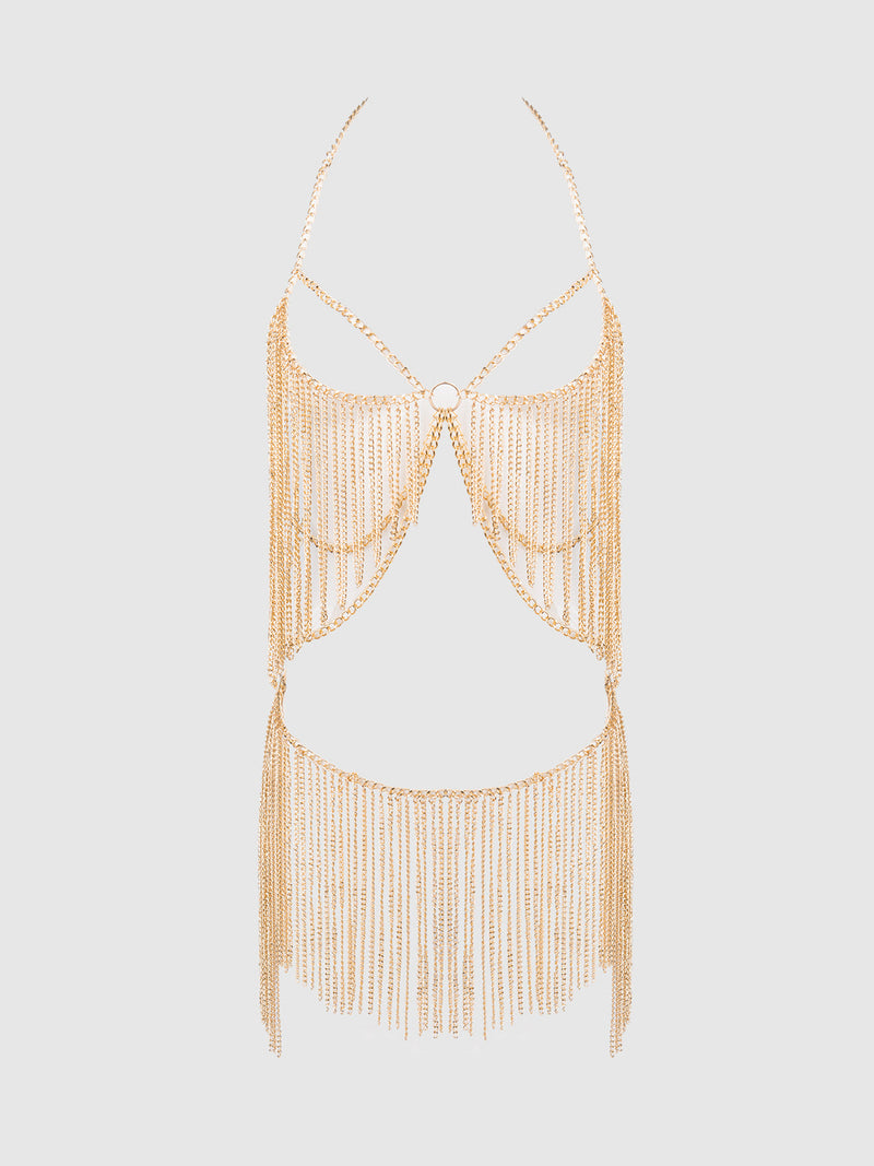 Ziggy Draped Chain Chemise - Gold