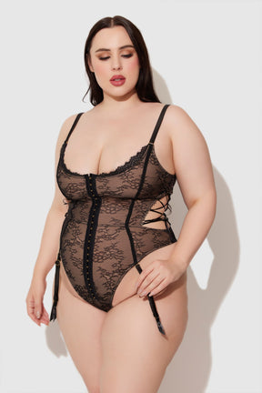 Luella Hook & Eye Front Strappy Lace Teddy