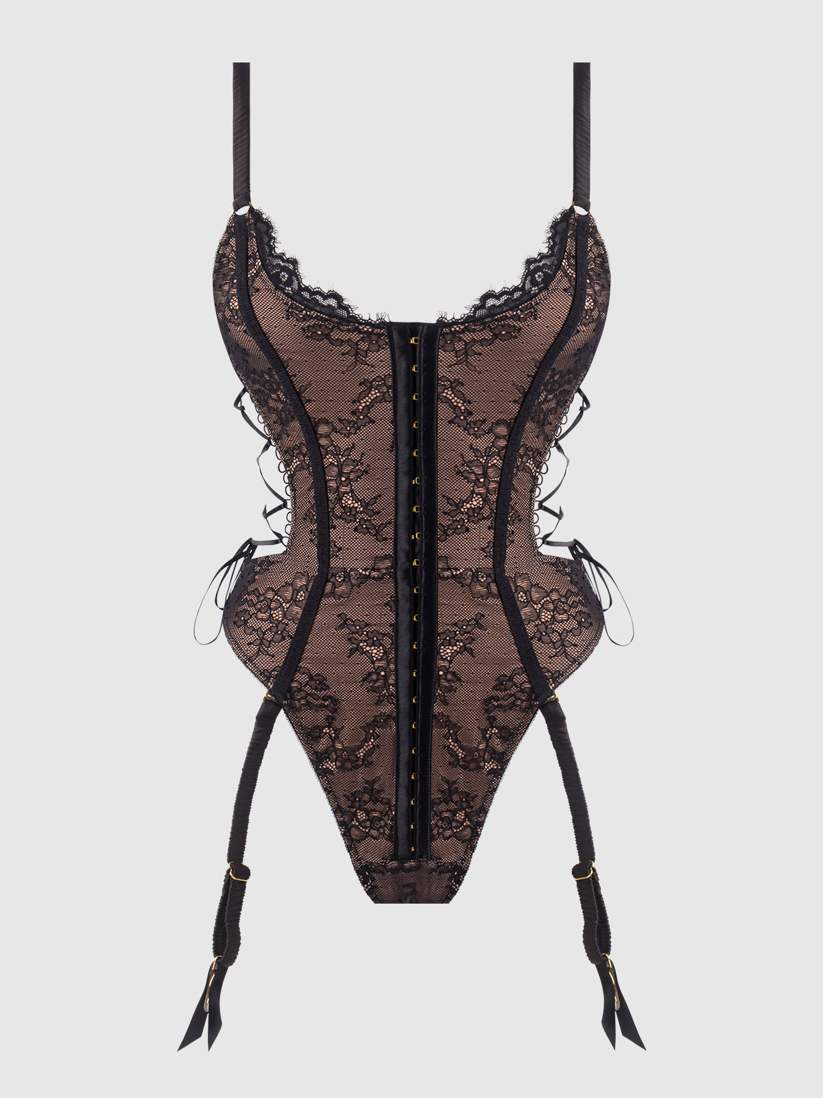 Luella Hook & Eye Front Strappy Lace Teddy