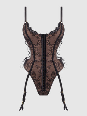 Luella Hook & Eye Front Strappy Lace Teddy