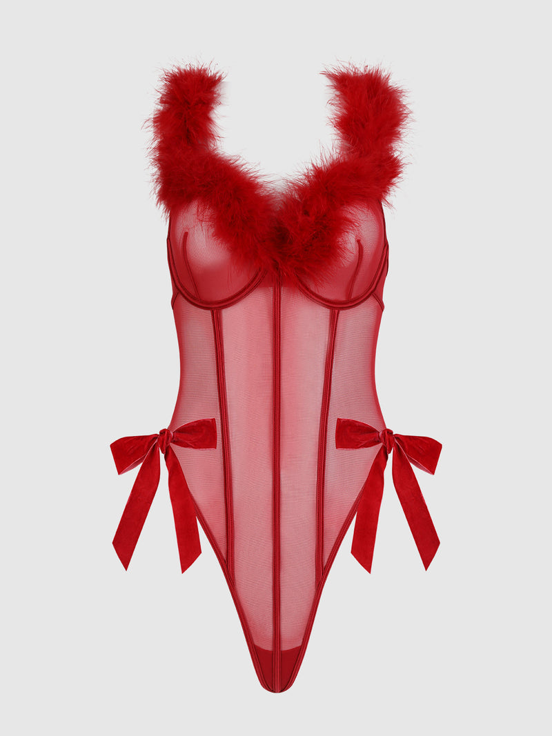 Scarlett Marabou & Mesh Teddy