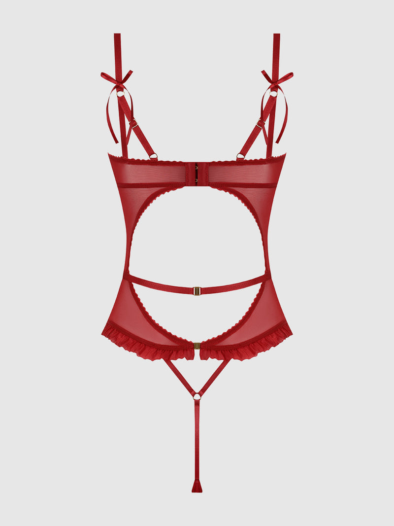 Angelica Lips Embroidery Cutout Teddy
