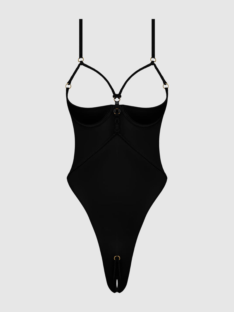 Nadya Liquid Satin & Rope Crotchless Teddy