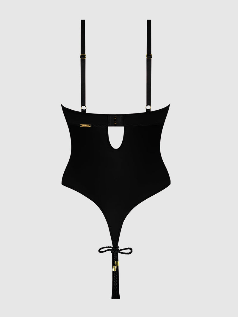 Nadya Liquid Satin & Rope Crotchless Teddy