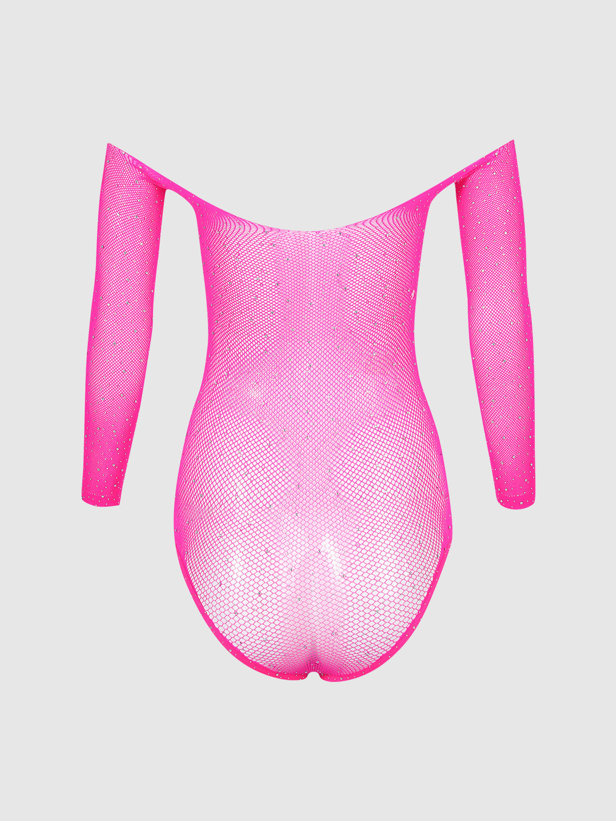 Fine Fishnet & Rhinestone Long Sleeve Teddy Bodystocking - Frederick's of Hollywood