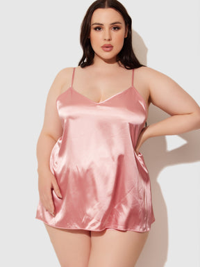 Richelle V-Neck & Fly Away Back Satin Cami And Short