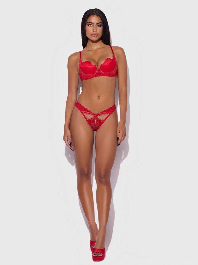 Chiara Lace & Faux Leather Director's Cut Balconette Bra