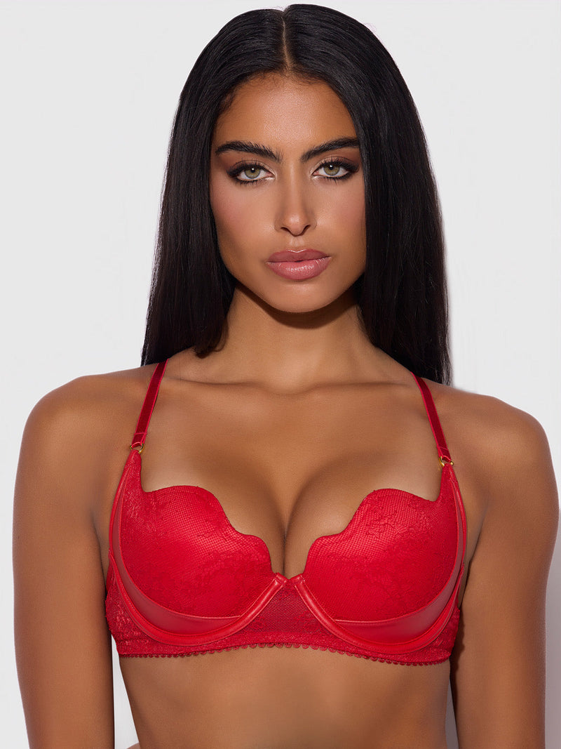 Chiara Lace & Faux Leather Director's Cut Balconette Bra