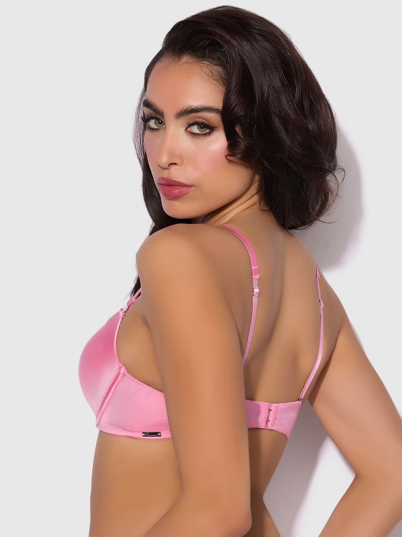 Rising Star Plunge Push Up Bra in Liquid Satin
