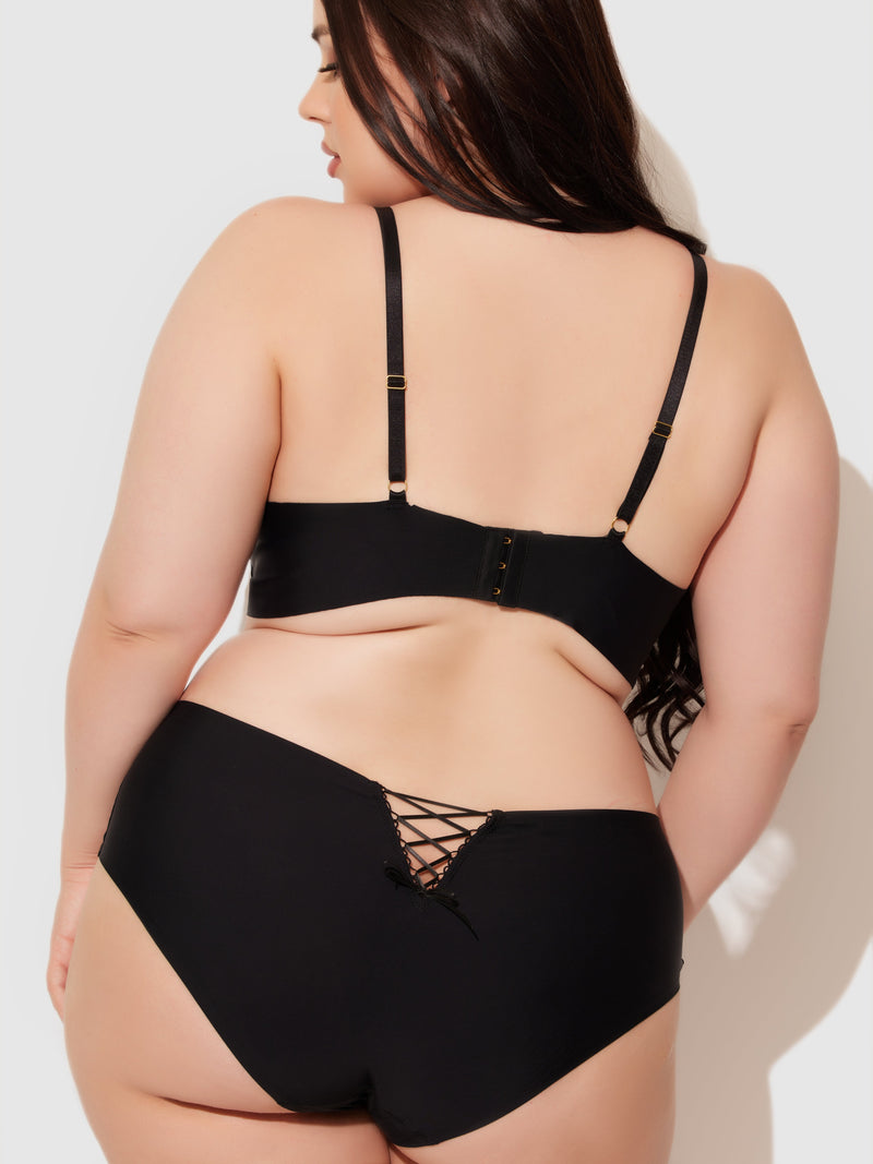 Natalia Micro Lace Up Plunge Push Up Bra - Frederick's of Hollywood