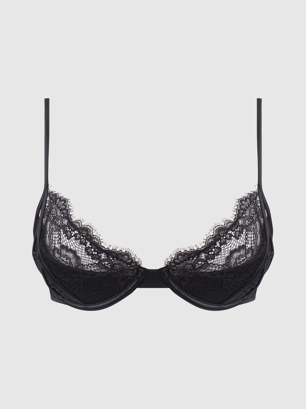 Adelaide Satin & Lace Push Up Demi Bra - Frederick's of Hollywood