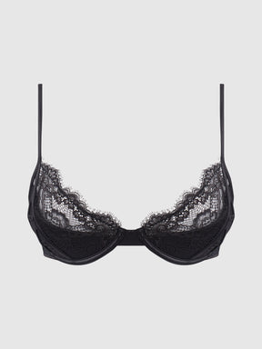 Adelaide Satin & Lace Push Up Demi Bra - Frederick's of Hollywood